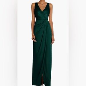 After Six Sleeveless Satin Faux Wrap Gown Size 2 Evergreen Mardi Gras Wedding